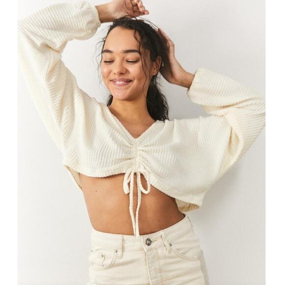 Out From Under Raye Cozy Thermal Tie-Front Top Size Medium - Picture 1 of 10